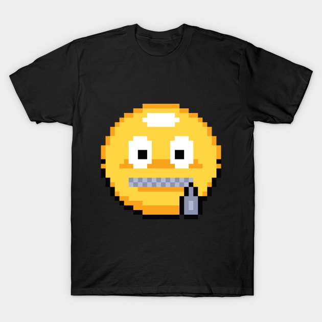 Zipped Lips Pixel Emoji T-Shirt by Sprout Zombie